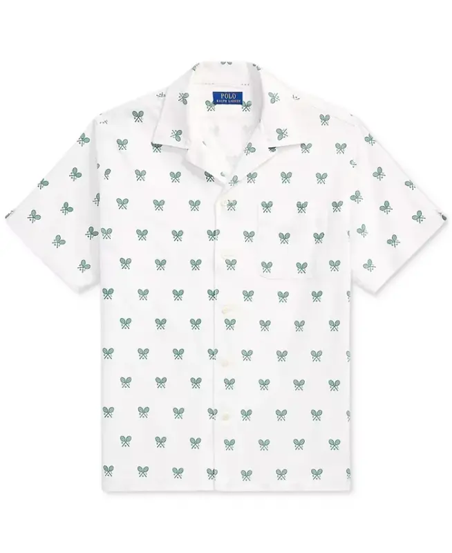 Men's Classic-Fit Racquet-Print Oxford Shirt - Crossed Rackets - 5