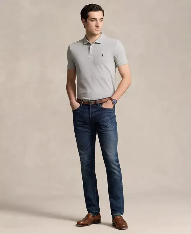 Men's Classic-Fit Stretch Mesh Polo Shirt-Andover Heather - 2