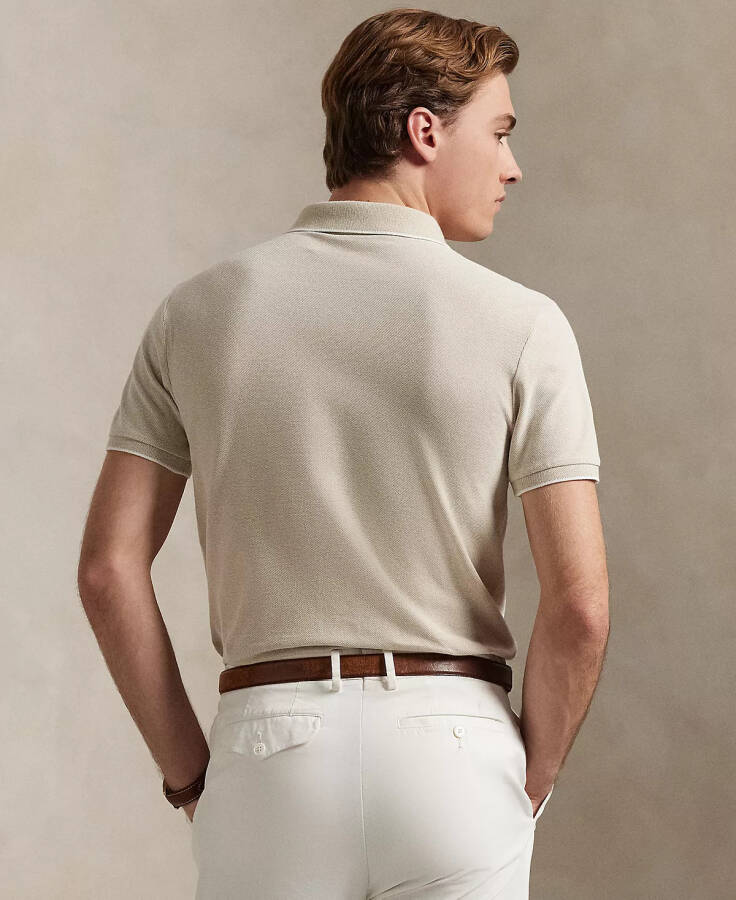 Men's Classic-Fit Stretch Oxford Mesh Polo-Classic Khaki/White - 2