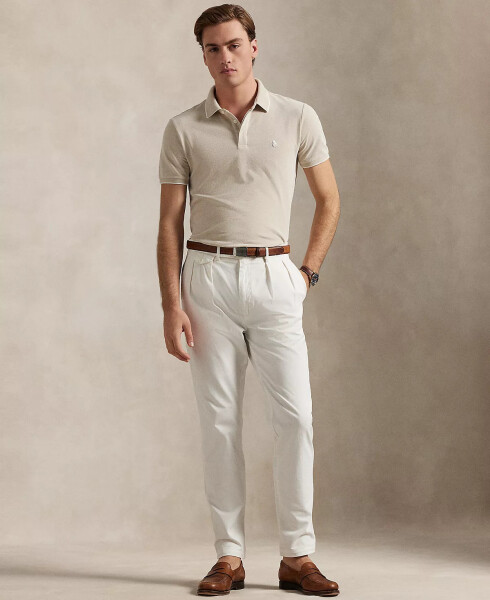 Men's Classic-Fit Stretch Oxford Mesh Polo-Classic Khaki/White - 4