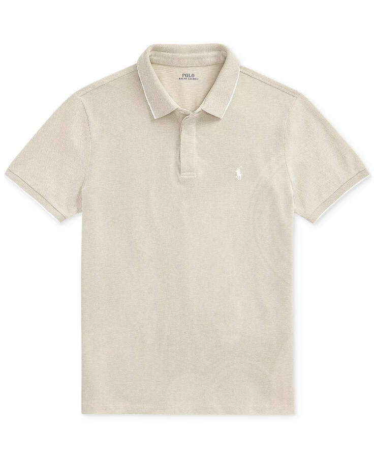 Men's Classic-Fit Stretch Oxford Mesh Polo-Classic Khaki/White - 5