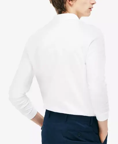 Men's Classic Fit Long-Sleeve Polo Shirt - White - 3