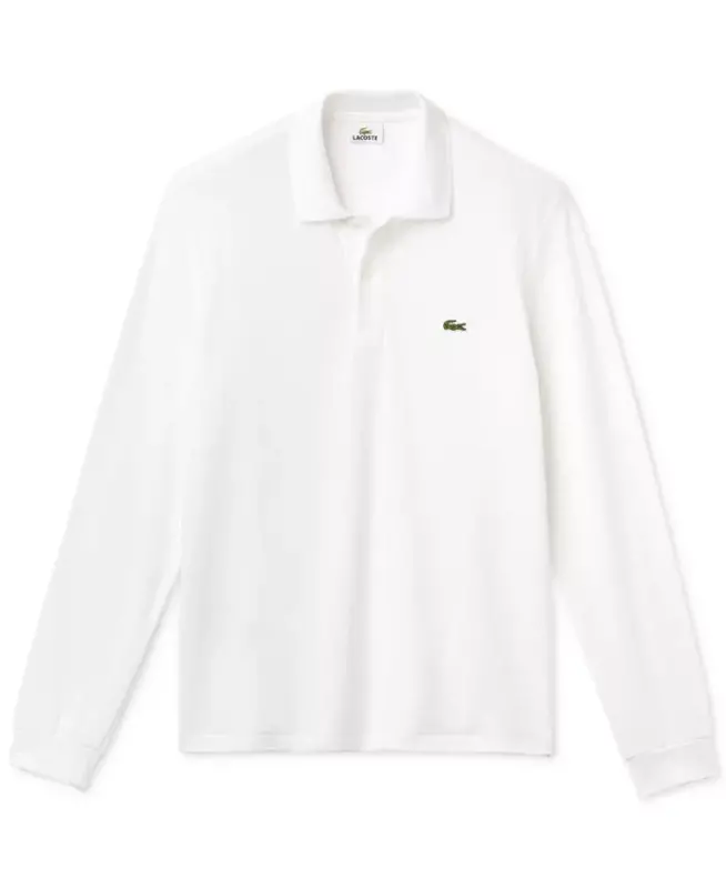 Men's Classic Fit Long-Sleeve Polo Shirt - White - 4