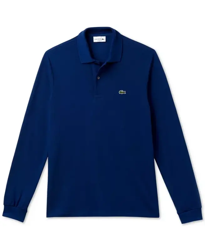 Men's Classic Fit Long-Sleeve Polo Shirt - Navy Blue - 3