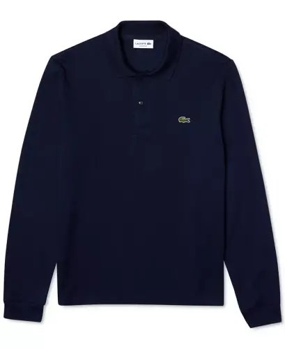 Men's Classic Fit Long-Sleeve Polo Shirt - Navy Blue - 4