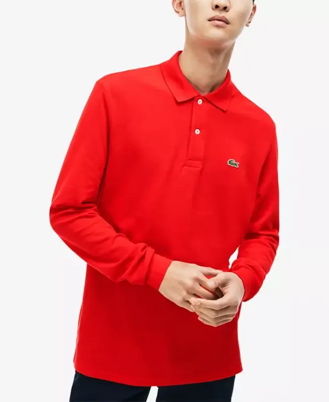 Men’s Classic Fit Long-Sleeve L.12.12 Polo Shirt-240 - Red - LACOSTE