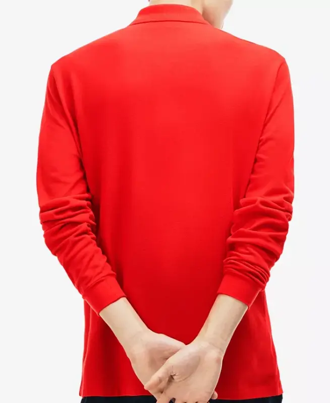 Men's Classic Fit Long-Sleeve Polo Shirt - Red - 2