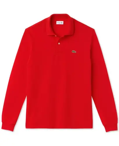 Men's Classic Fit Long-Sleeve Polo Shirt - Red - 3