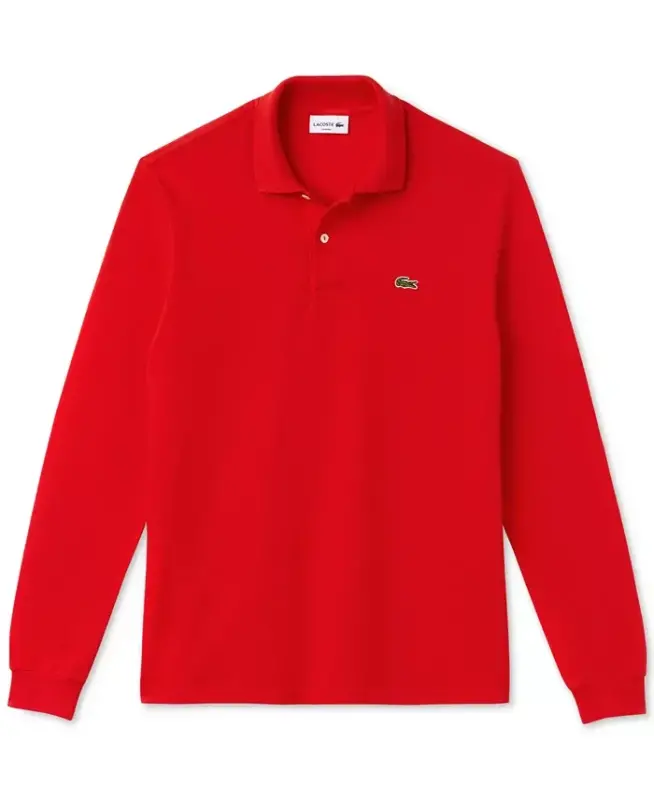 Men's Classic Fit Long-Sleeve Polo Shirt - Red - 3