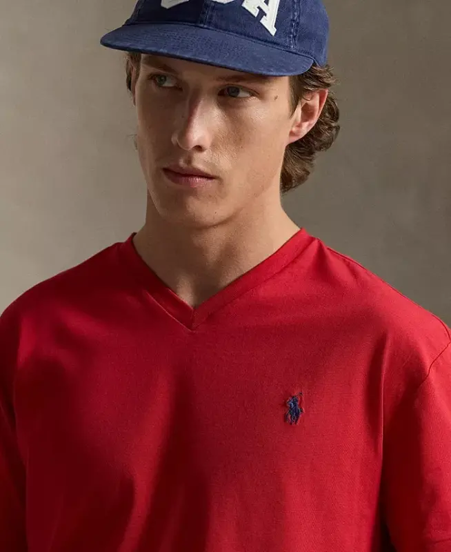 Men's Classic-Fit V-Neck T-Shirt - Red - 3