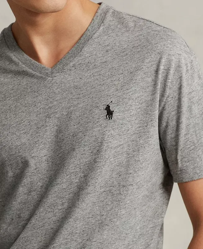 Men's Classic-Fit V Neck T-Shirt-Dark Grey Heather - 3