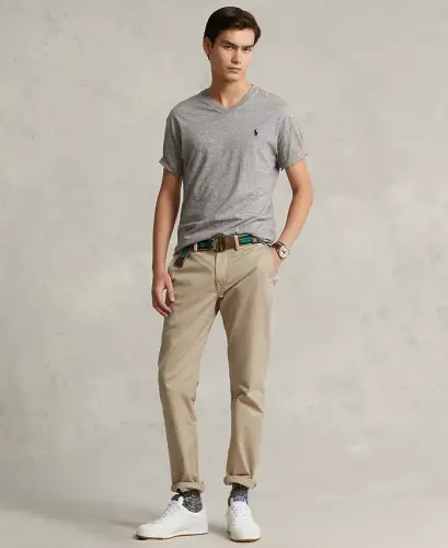 Men's Classic-Fit V-Neck T-Shirt - Dark Gray Heather - 2