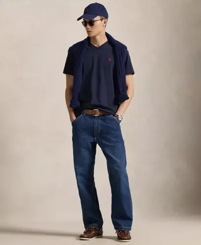 Men's Classic-Fit V-Neck T-Shirt - Ink Blue - 2