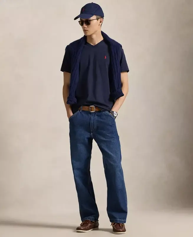 Men's Classic-Fit V-Neck T-Shirt - Ink Blue - 2