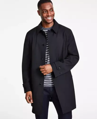 Men's Classic-Fit Raincoat - Black - 1
