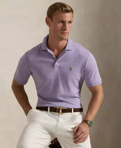 Men's Classic-Fit Soft Cotton Polo Shirt - Purple Heather 