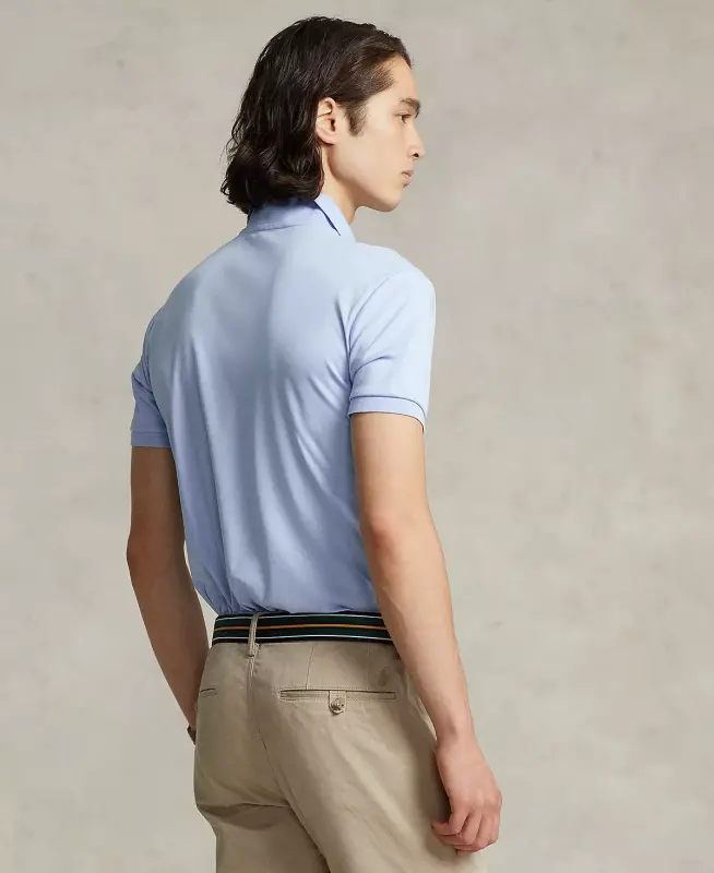 Men's Classic-Fit Soft Cotton Polo Shirt-Office Blue - 3