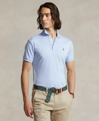 Men's Classic Fit Soft Cotton Polo-Office Blue 