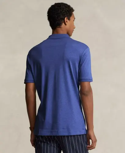 Men's Classic-Fit Soft Cotton Polo Shirt-Faded Royal Heather - 2