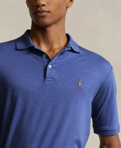 Men's Classic-Fit Soft Cotton Polo Shirt-Faded Royal Heather - 3