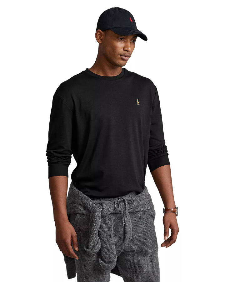 Erkek Klasik Kesim Yumuşak Pamuklu Kolsuz Polo T-Shirt Siyah - 1