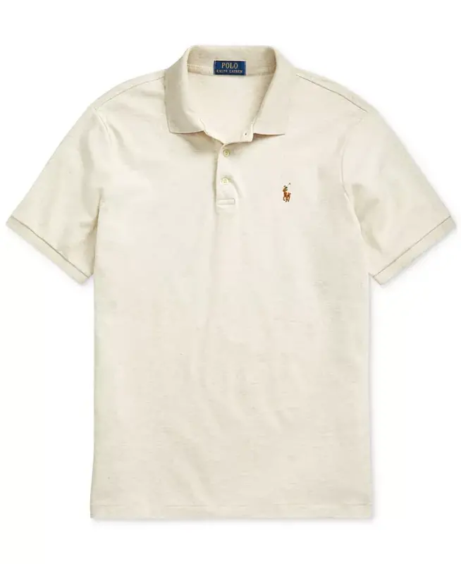 Men's Classic Fit Soft Cotton Polo-American Heather Cream - 4