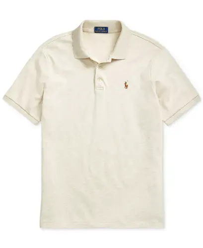 Men's Classic-Fit Soft Cotton Polo Shirt-American Heather Cream - 4