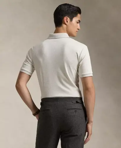 Men's Classic-Fit Soft Cotton Polo Shirt - American Heather Cream - 2