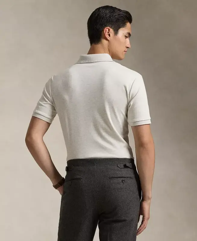 Men's Classic-Fit Soft Cotton Polo Shirt - American Heather Cream - 2