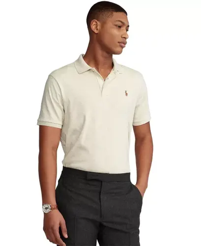 Erkek Klasik Kesim Yumuşak Pamuklu Polo - Amerikan Heather Krem - 2