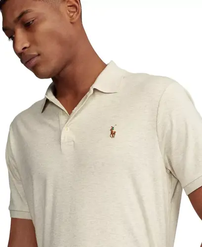 Erkek Klasik Kesim Yumuşak Pamuklu Polo - Amerikan Heather Krem - 3