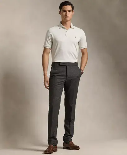 Men's Classic Fit Soft Cotton Polo-American Heather Cream 