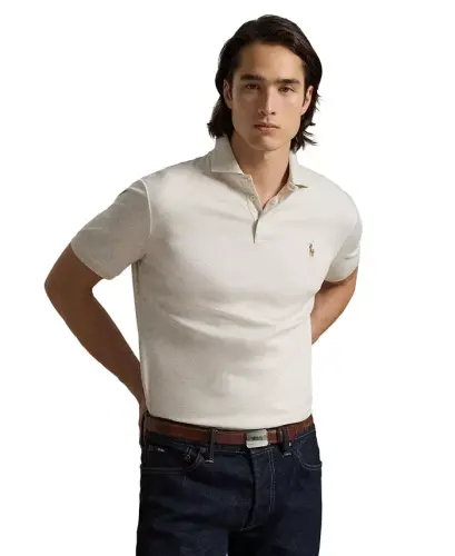 Men's Classic Fit Soft Cotton Polo-American Heather Cream 