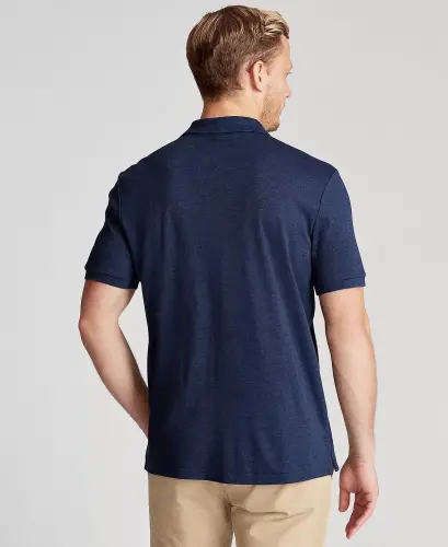 Men's Classic-Fit Soft Cotton Polo Shirt - Spring Navy Blue Heather - 5