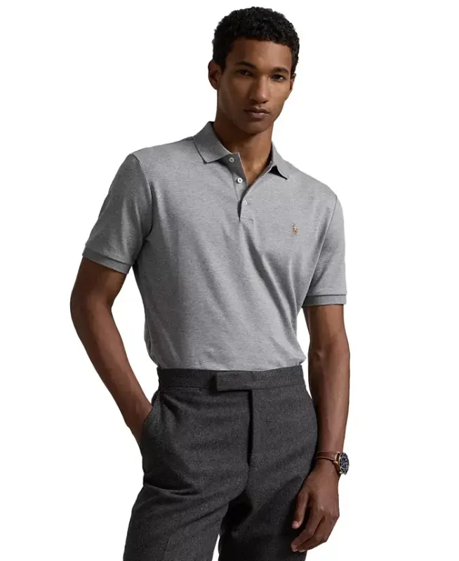 Men's Classic-Fit Soft Cotton Polo Shirt - Isle Heather - 9