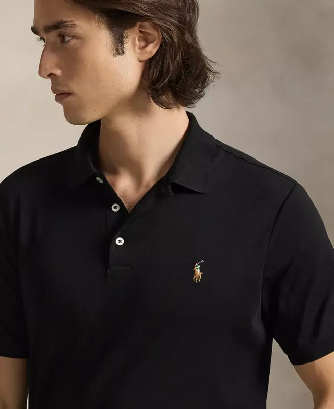 Men's Classic-Fit Soft Cotton Polo Shirt-Polo Black Multi - 3