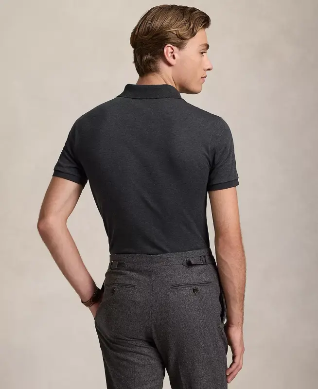 Men's Classic-Fit Soft Cotton Polo Shirt-Black Marl Heather - 2