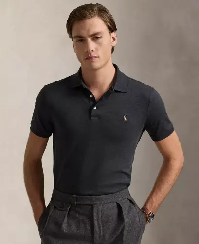 Men's Classic-Fit Soft Cotton Polo Shirt - Black Marl Heather 