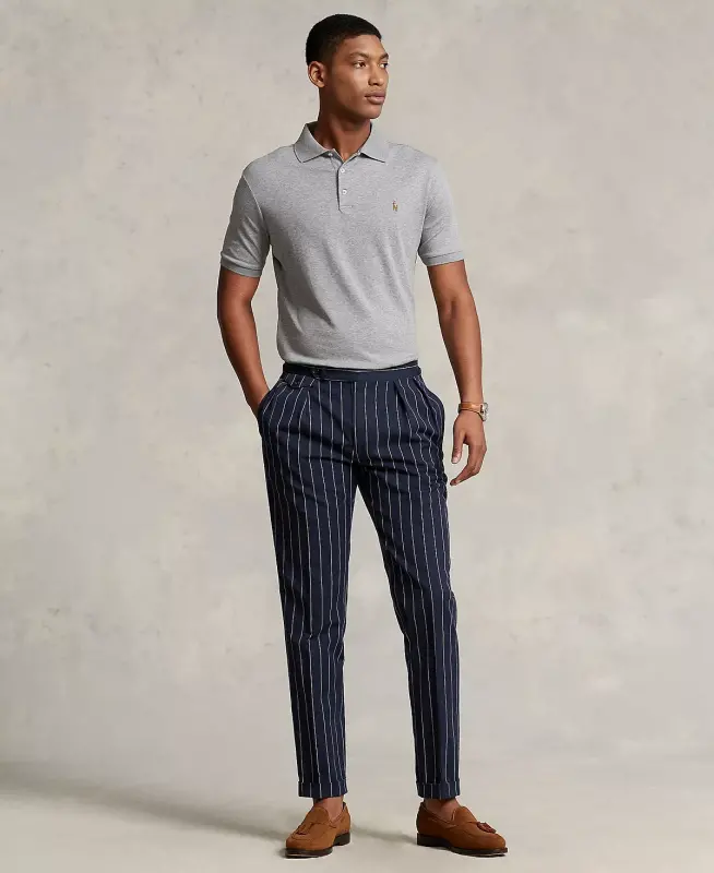 Men's Classic-Fit Soft Cotton Polo Shirt-Steel Heather - 4