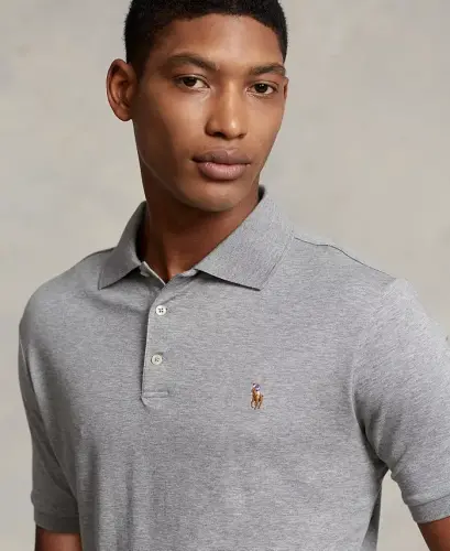 Erkek Klasik Kesim Yumuşak Pamuklu Polo Tişört-Çelik Gri Melanj - 3