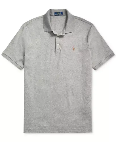 Erkek Klasik Kesim Yumuşak Pamuklu Polo Tişört-Çelik Gri Melanj - 5