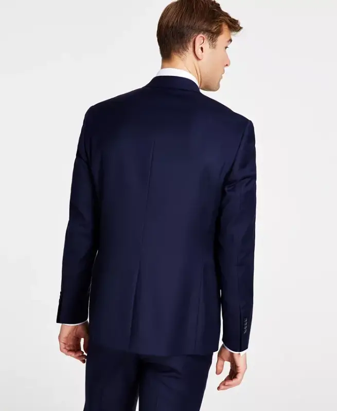 Men's Classic-Fit Wool-Blend Stretch Solid Suit Jacket - Navy - 2