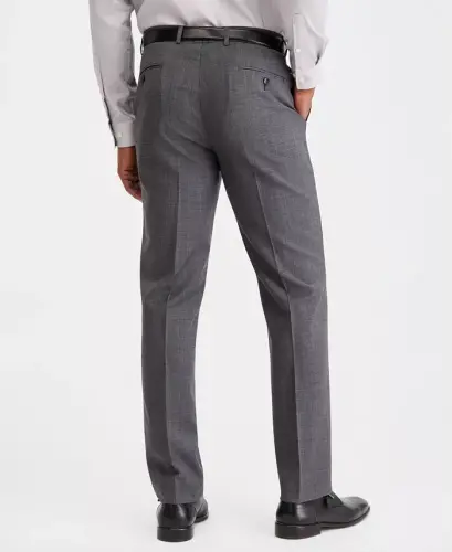 Men's Classic-Fit Wool-Blend Stretch Solid Suit Separates Pant - Mid Grey - 3