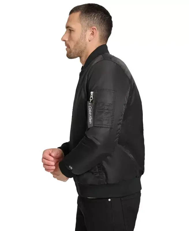 Men's Classic MA-1 Nylon Bomber Jacket - Black - 3