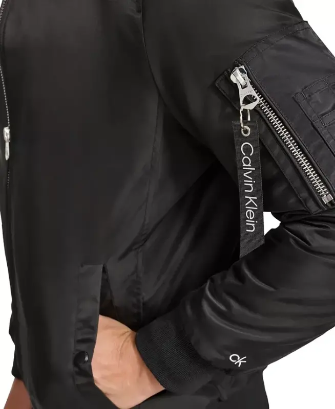 Men's Classic MA-1 Nylon Bomber Jacket - Black - 4