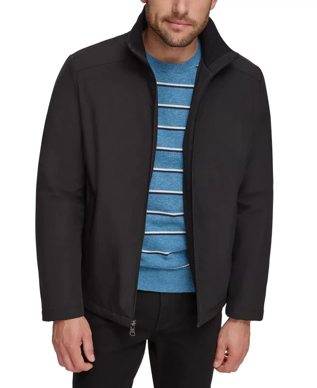 Men's Classic Midweight Stand Collar Jacket-Black - CALVIN KLEIN