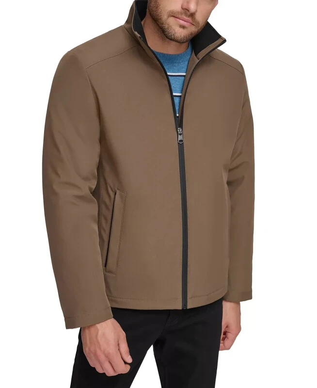 Men's Classic Midweight Stand Collar Jacket-Dark Tan - CALVIN KLEIN