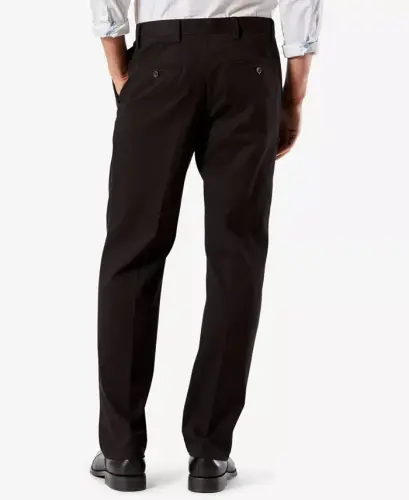 Men's Easy Classic Pleated Fit Khaki Stretch Pants - Black - DOCKERS (1)
