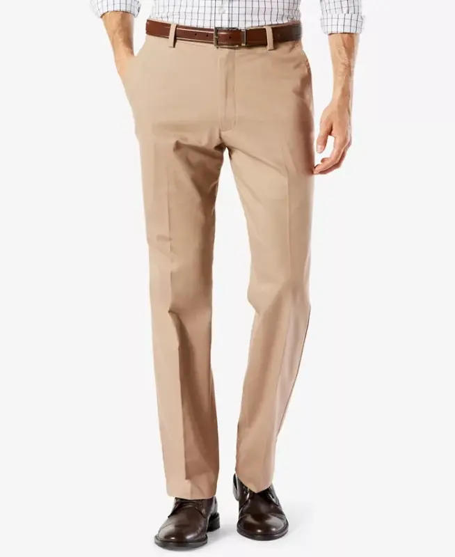 Men's Easy Straight Fit Khaki Stretch Pants - Timber Wolf - 1
