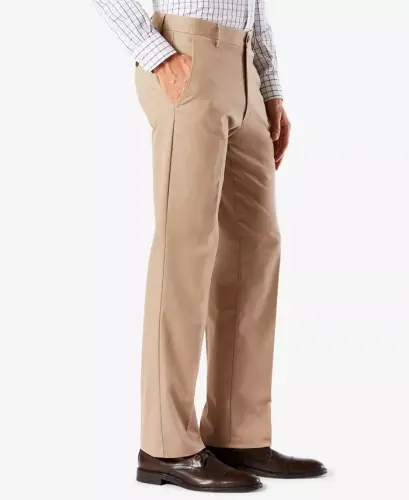 Men's Easy Straight Fit Khaki Stretch Pants - Timber Wolf - 3